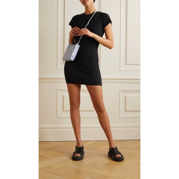 NWT Anine Bing Skylar Ribbed Knit Mini Dress, Sz S - Picture 1 of 11
